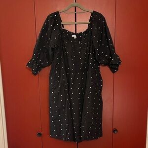 White Birch Black Dress with White Polka Dots